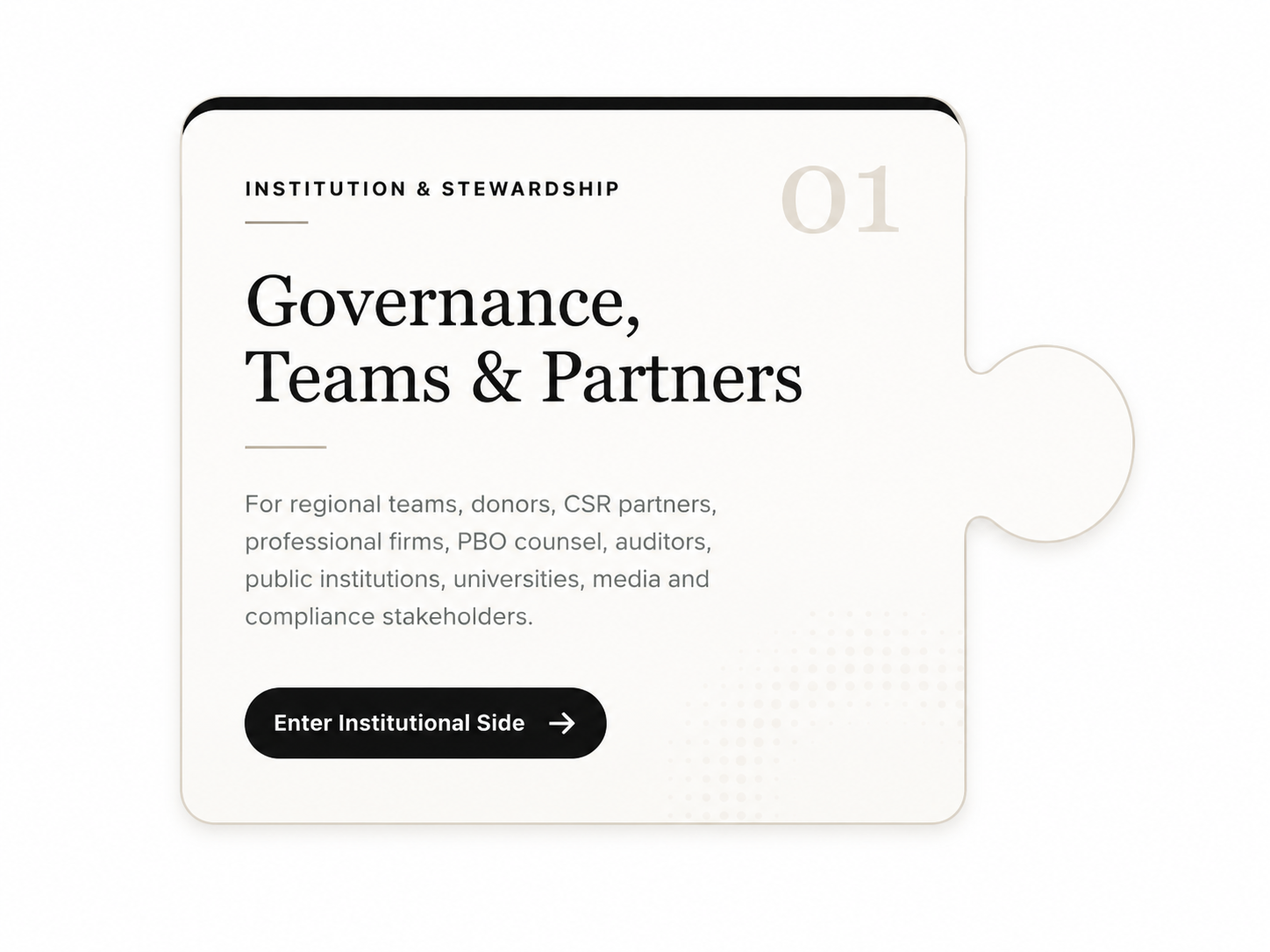 Institution and Stewardship — Governance, Teams and Partners